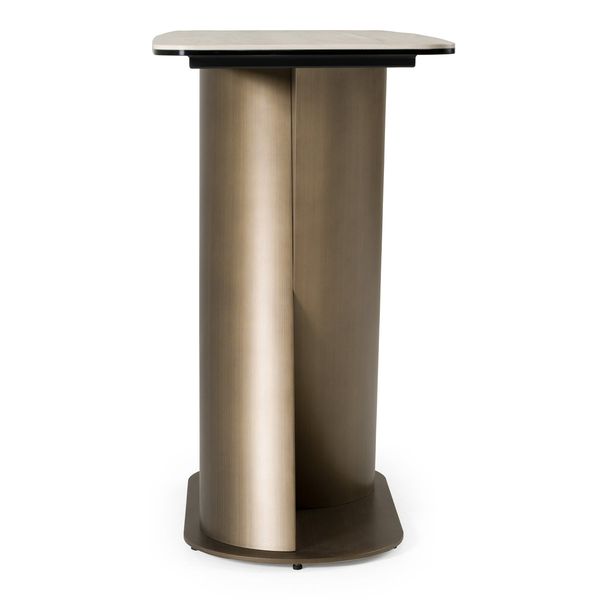 Kiefer - Modern Faux Travertine Ceramic + Bronze Console Table by VIG Furniture - View 3