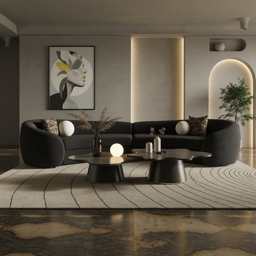 Kilmer Modern Black Curved Fabric Sectional Sofa by VIG Furniture - View 10