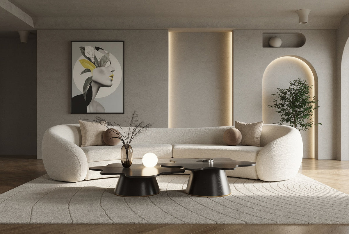 Kilmer Modern Off-White Curved Fabric Sectional Sofa by VIG Furniture - View 19