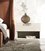 Eastern King Roma + Lago - Modern Burnt Orange Velvet + Faux Travertine Bed + Nightstands Set