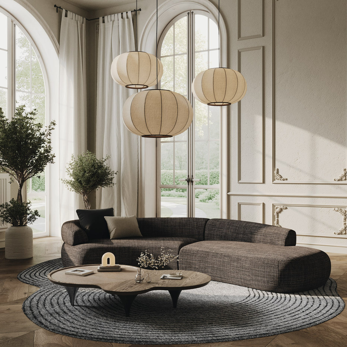 Lakota - Modern Dark Grey Fabric Curved Sectional Sofa by VIG Furniture - View 10
