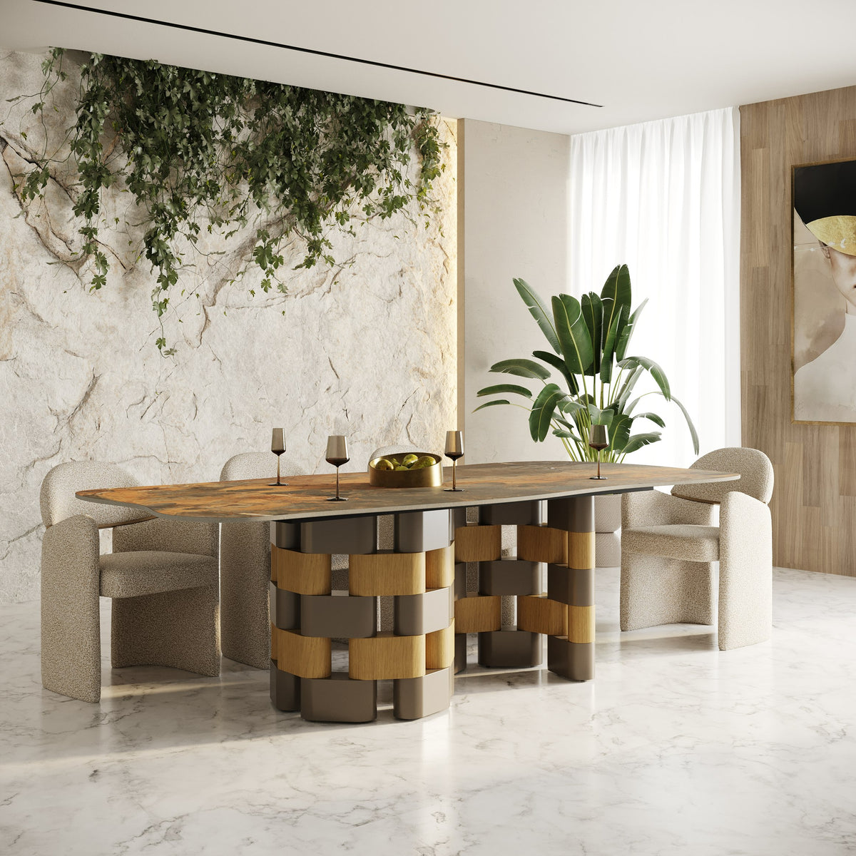 Falzone - Modern Ceramic + Wood Dining Table by VIG Furniture - View 10