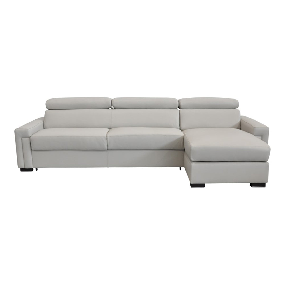 Sacha - Modern Light Grey Leather Reversible Sectional Sofa Bed with Storage by VIG Furniture - View 1