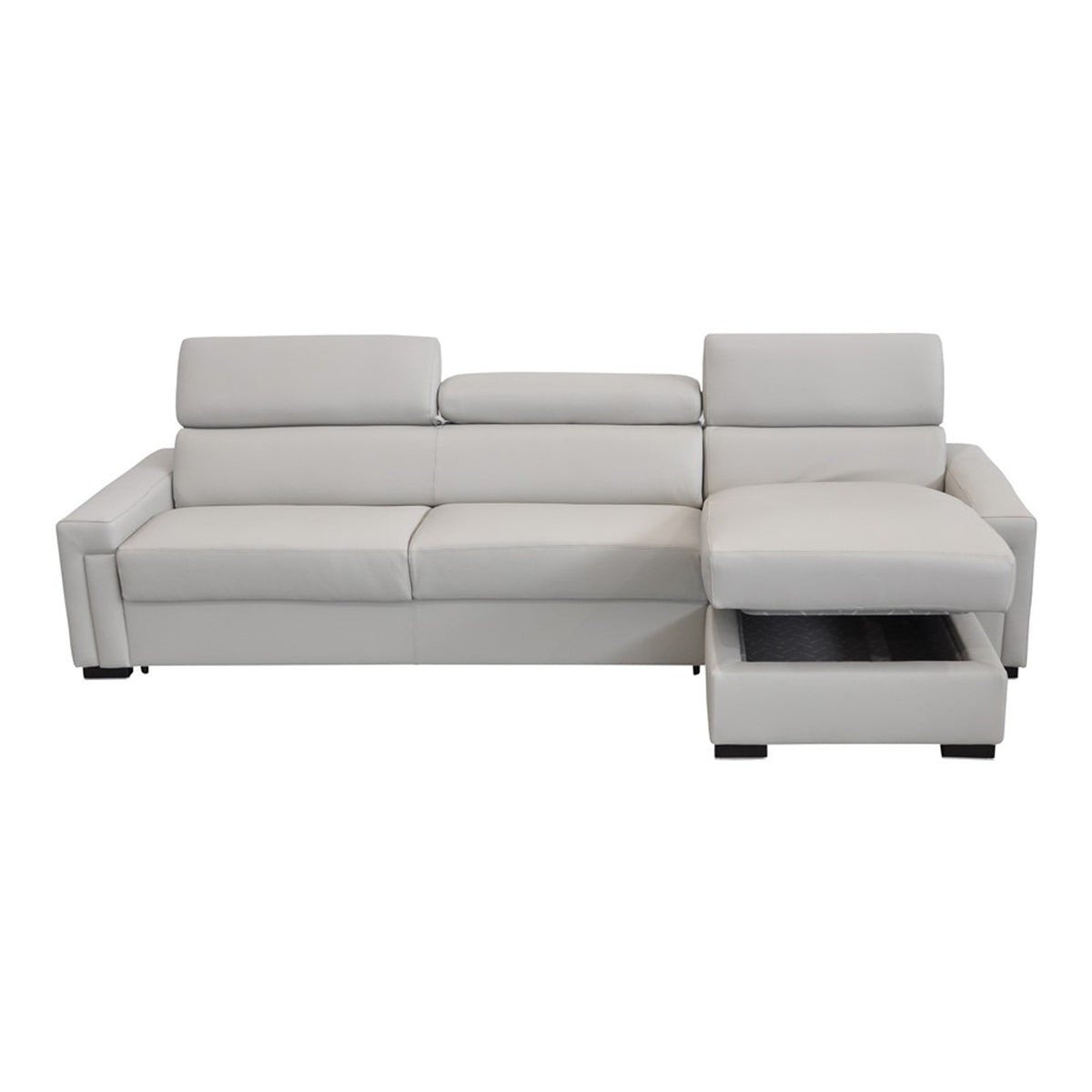 Sacha - Modern Light Grey Leather Reversible Sectional Sofa Bed with Storage by VIG Furniture - View 11