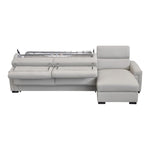 Sacha - Modern Light Grey Leather Reversible Sectional Sofa Bed with Storage by VIG Furniture - View 12