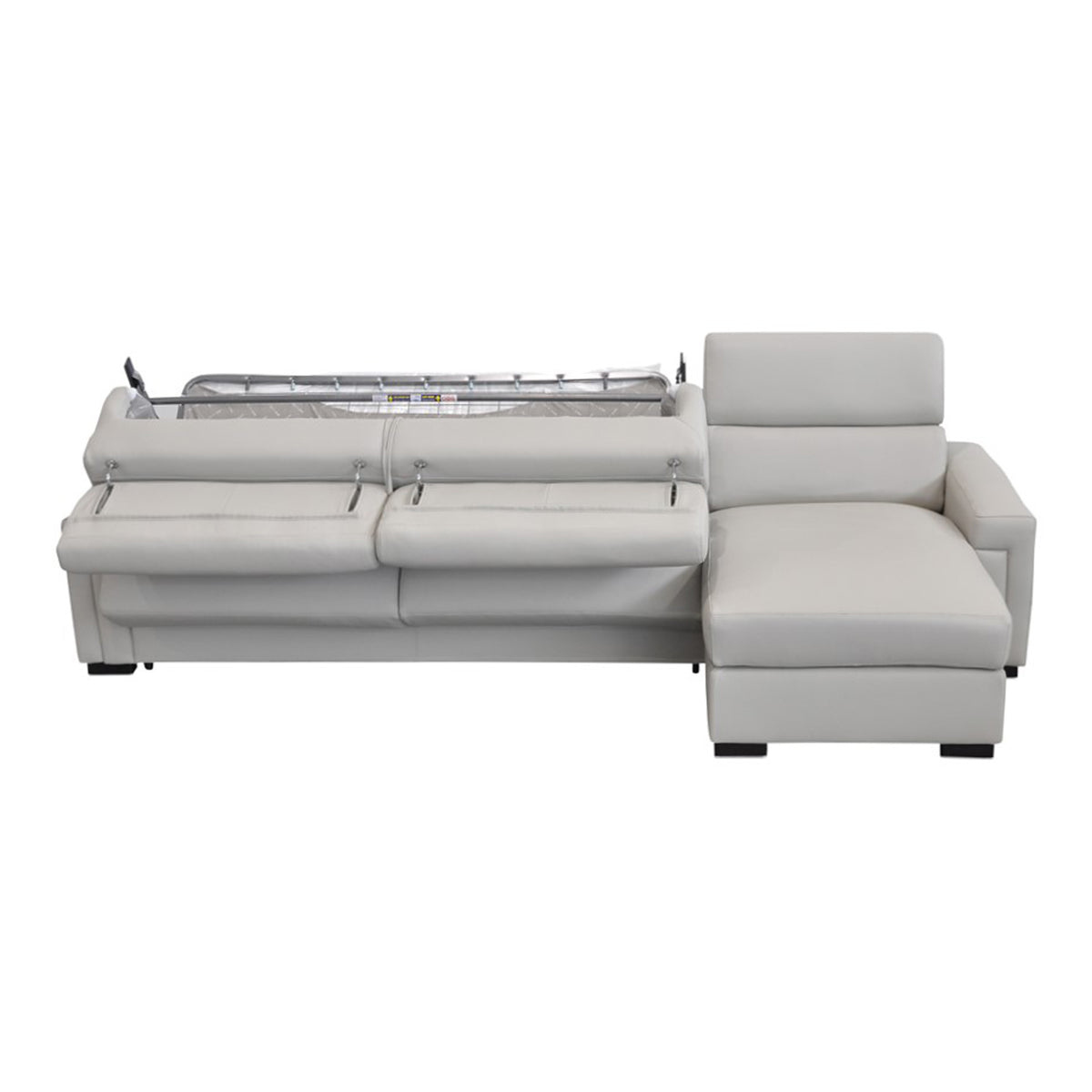 Sacha - Modern Light Grey Leather Reversible Sectional Sofa Bed with Storage by VIG Furniture - View 12