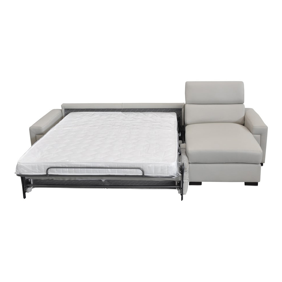 Sacha - Modern Light Grey Leather Reversible Sectional Sofa Bed with Storage by VIG Furniture - View 13