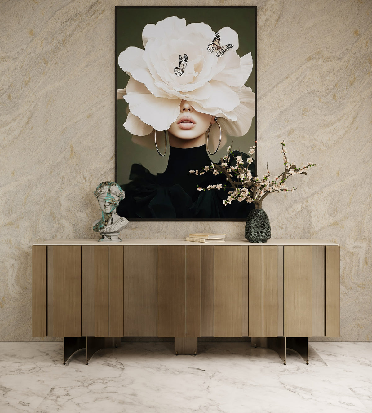 Kiefer - Modern Faux Travertine Ceramic + Bronze Buffet by VIG Furniture - View 9