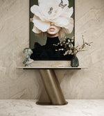 Kiefer - Modern Faux Travertine Ceramic + Bronze Console Table by VIG Furniture - View 7