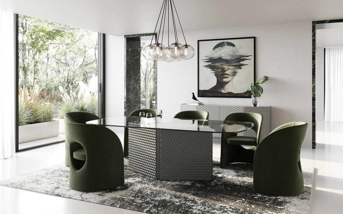 Raphael - Modern Glass + Silver Dining Table by VIG Furniture - View 7