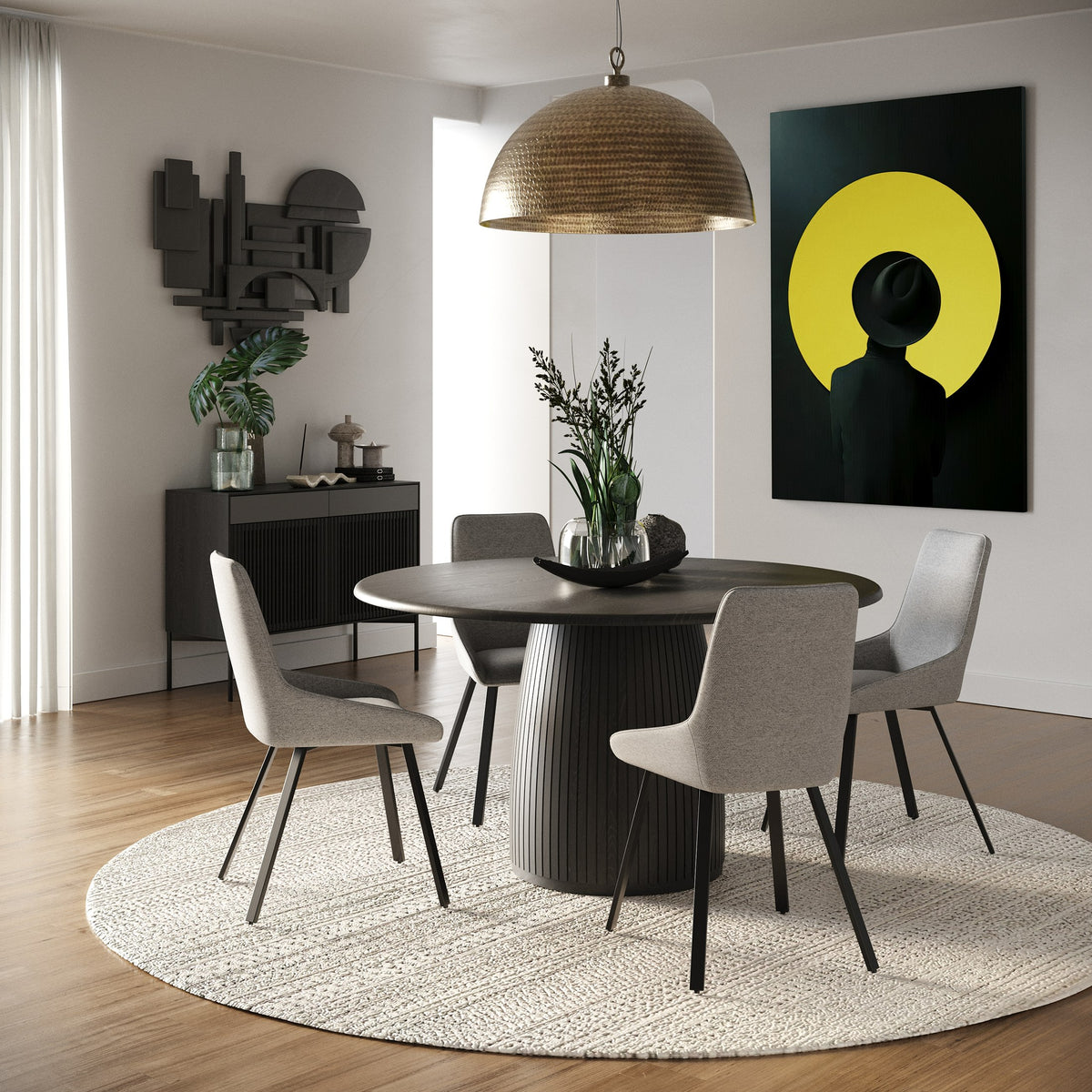 Lander Modern Mid Century Black Oak Round Dining Table by VIG Furniture - View 7