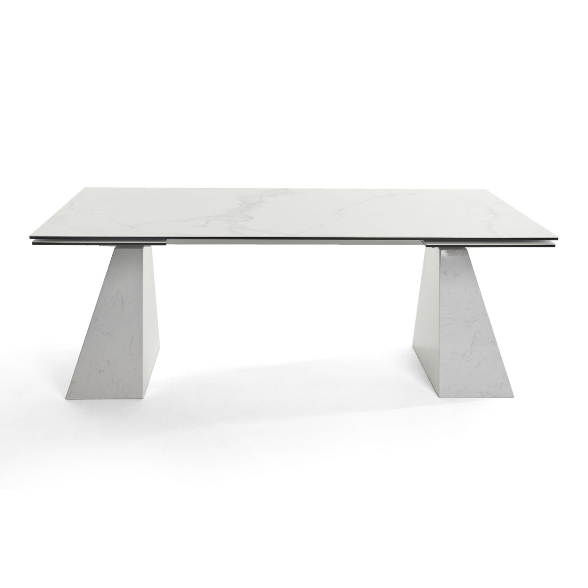 Latrobe - Modern White Ceramic Quartz 118" Extendable Dining Table by VIG Furniture - View 1