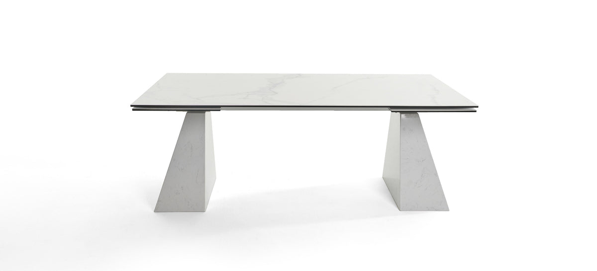 Latrobe - Modern White Ceramic Quartz 118" Extendable Dining Table by VIG Furniture - View 2