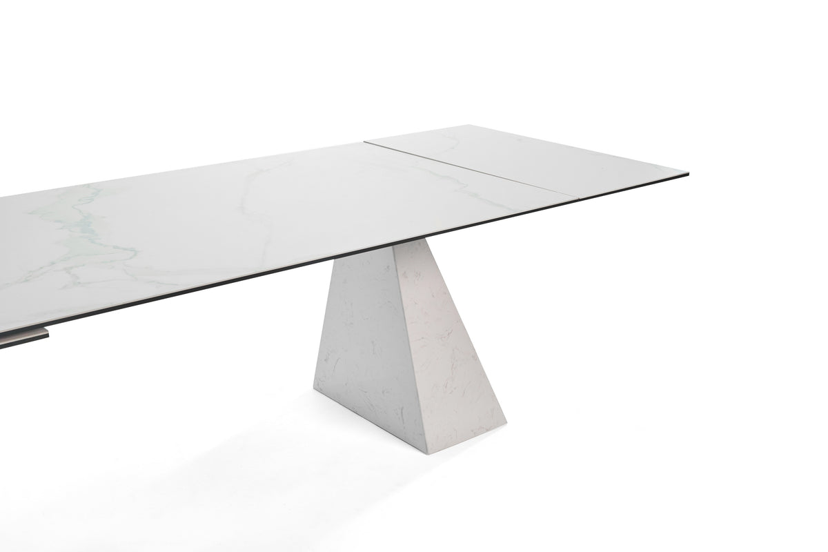Latrobe - Modern White Ceramic Quartz 118" Extendable Dining Table by VIG Furniture - View 3