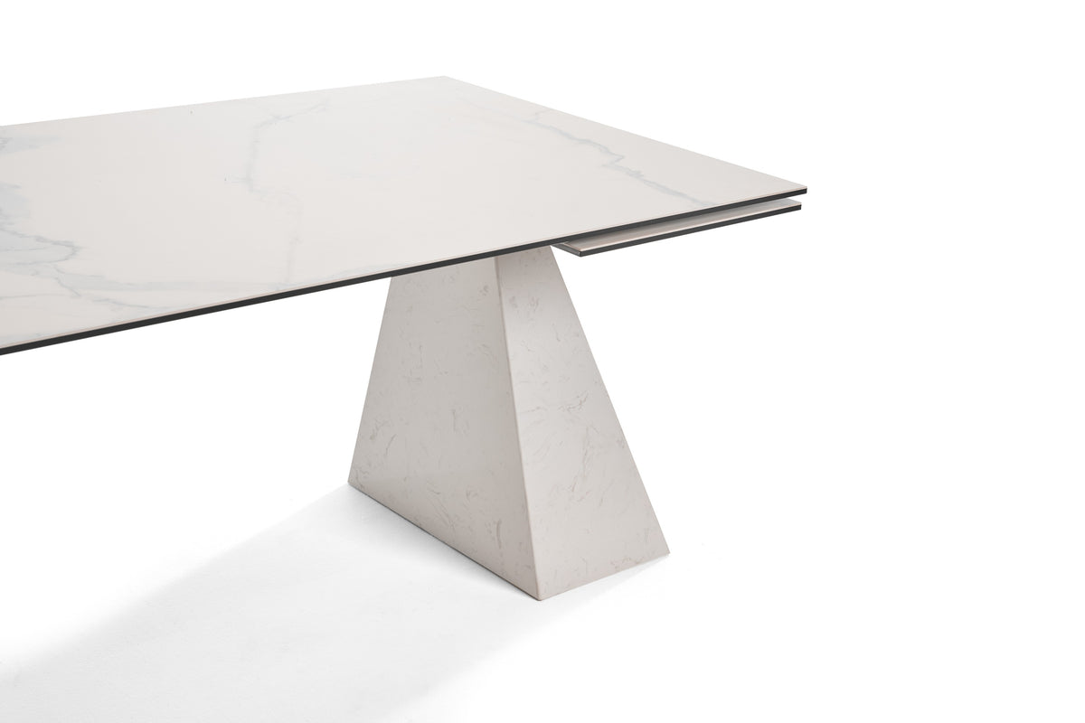 Latrobe - Modern White Ceramic Quartz 118" Extendable Dining Table by VIG Furniture - View 4