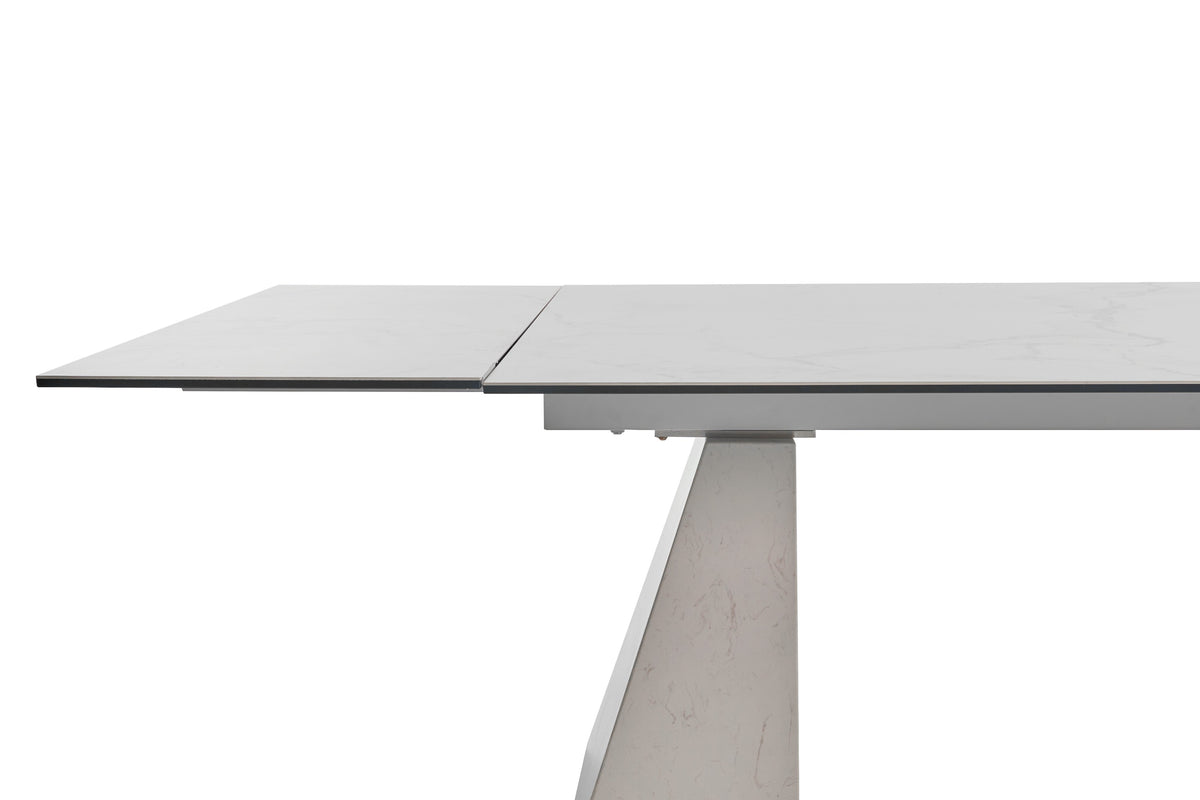 Latrobe - Modern White Ceramic Quartz 118" Extendable Dining Table by VIG Furniture - View 5