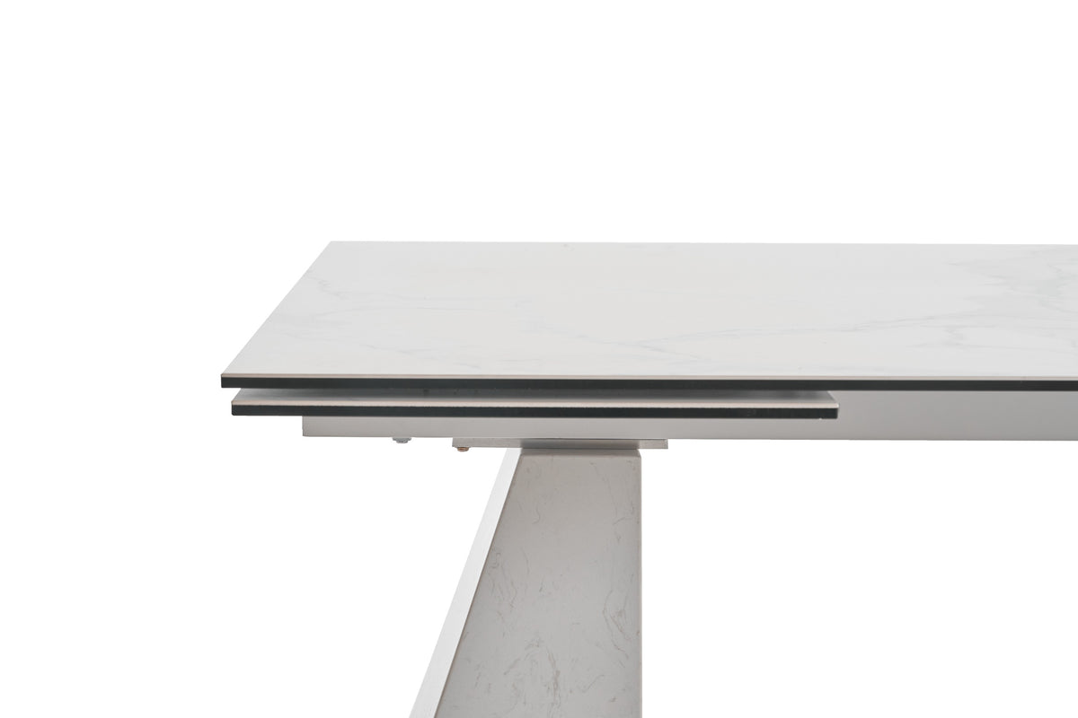 Latrobe - Modern White Ceramic Quartz 118" Extendable Dining Table by VIG Furniture - View 6