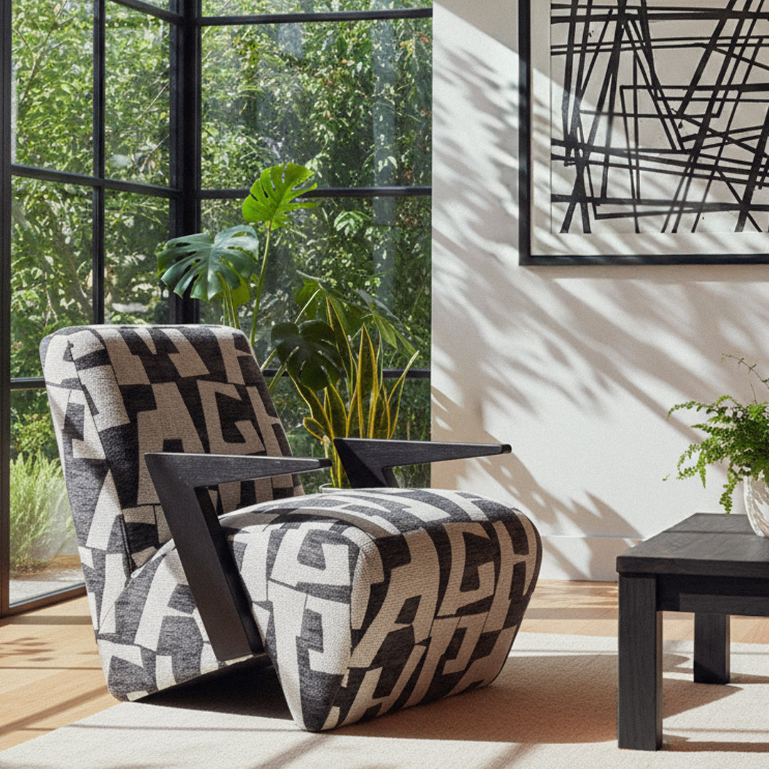 Leana - Modern Black & White Fabric Accent Chair by VIG Furniture - View 2