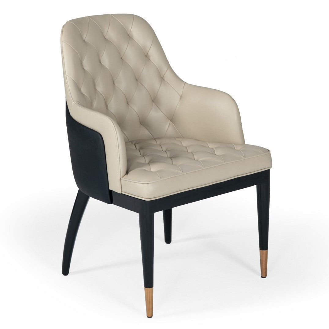 Leeds - Glam Beige and Black Dining Chair by VIG Furniture - View 1