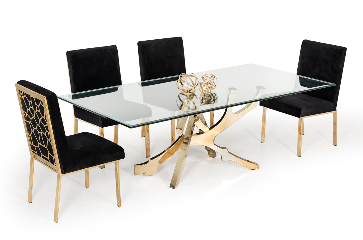 Legend Modern Glass & Gold Dining Table by VIG Furniture - View 12