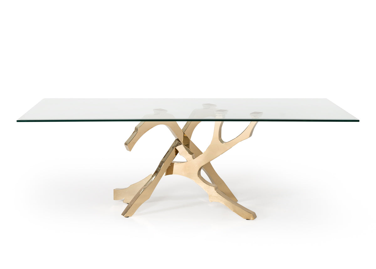 Legend Modern Glass & Gold Dining Table by VIG Furniture - View 9