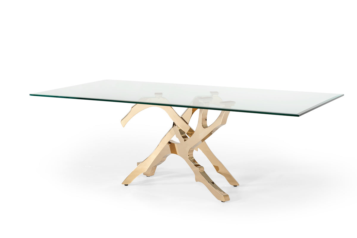 Legend Modern Glass & Gold Dining Table by VIG Furniture - View 4