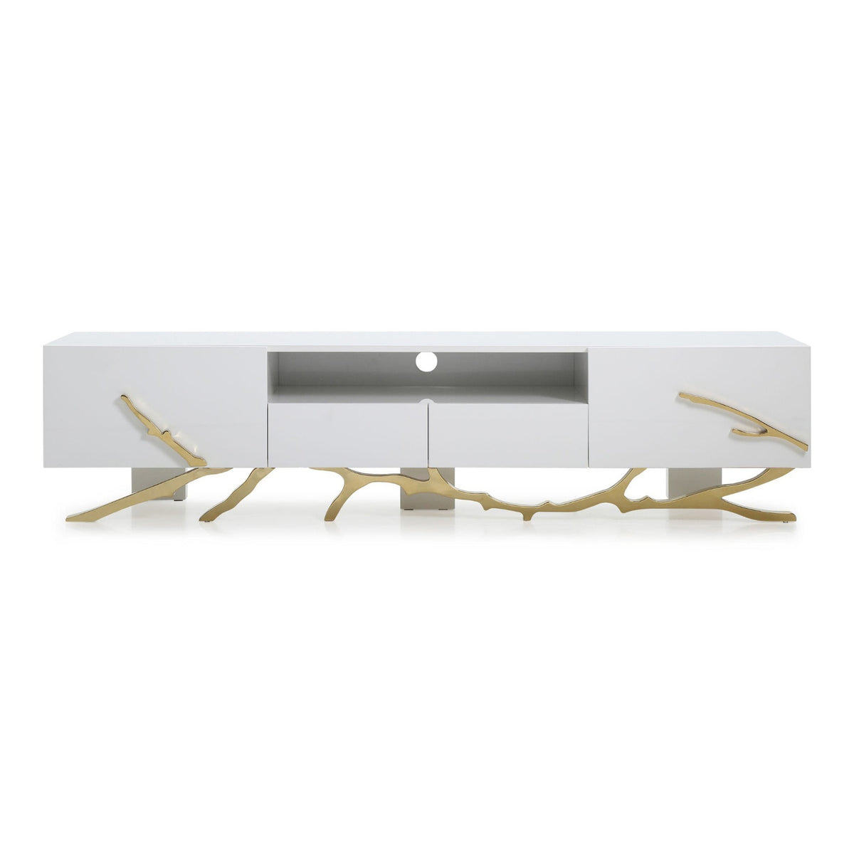 Legend - 87"-Wide Modern White Gold TV Stand by VIG Furniture - View 1