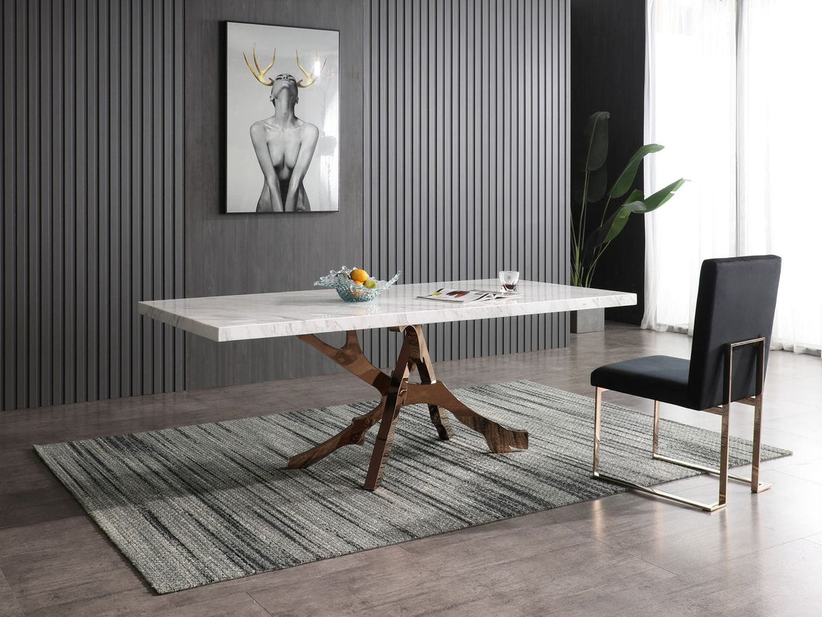 Legend - Modern White Marble & Rosegold Dining Table by VIG Furniture - View 2