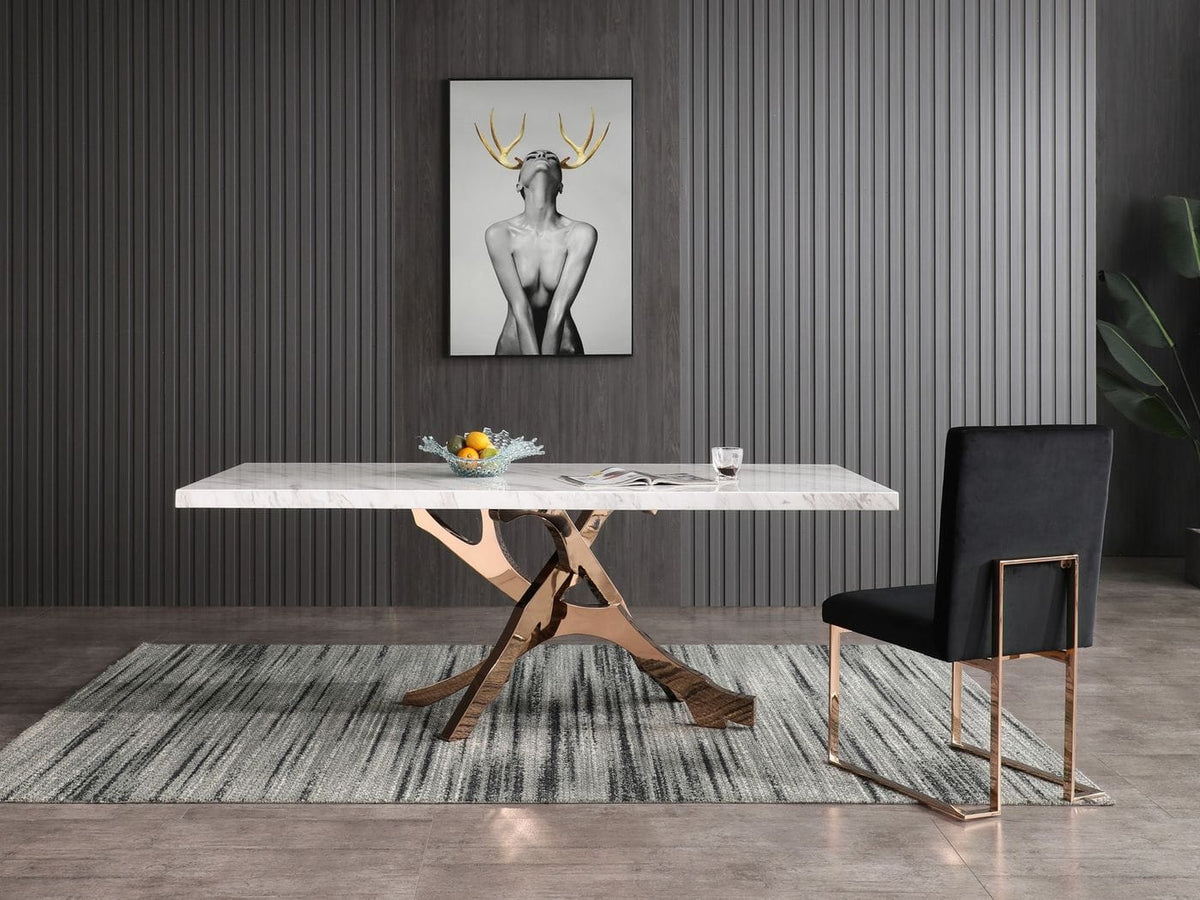 Legend - Modern White Marble & Rosegold Dining Table by VIG Furniture - View 3