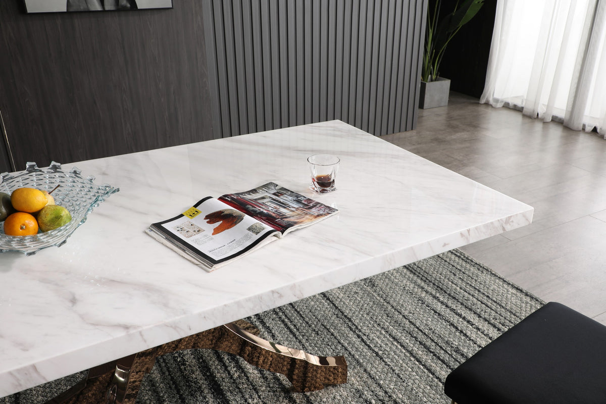 Legend - Modern White Marble & Rosegold Dining Table by VIG Furniture - View 7