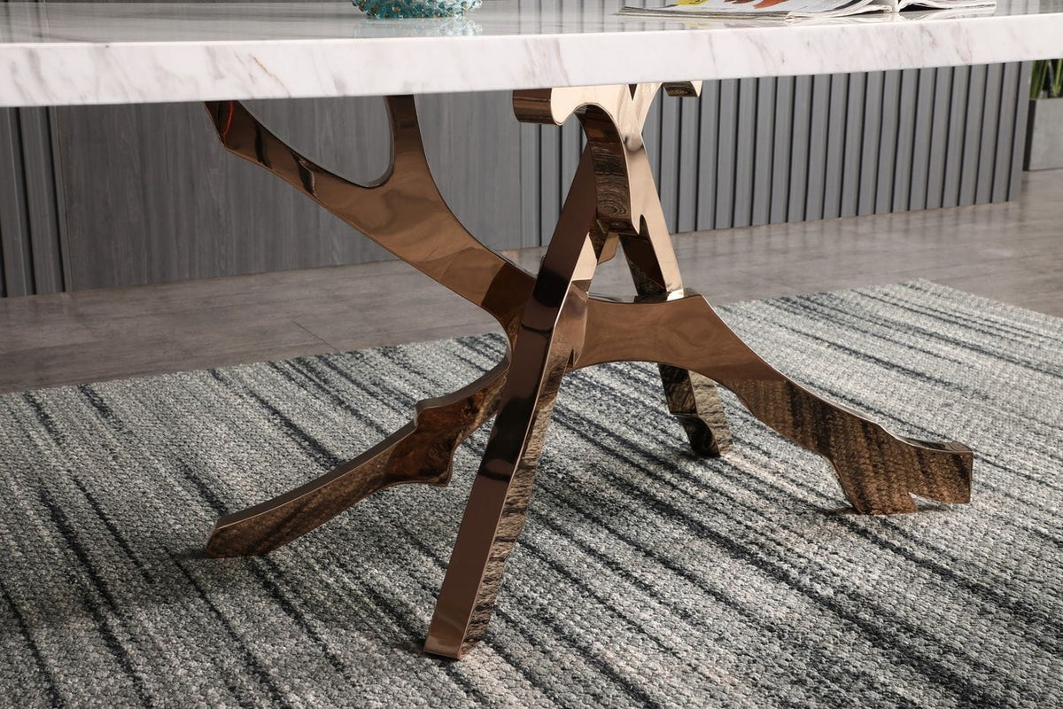 Legend - Modern White Marble & Rosegold Dining Table by VIG Furniture - View 8