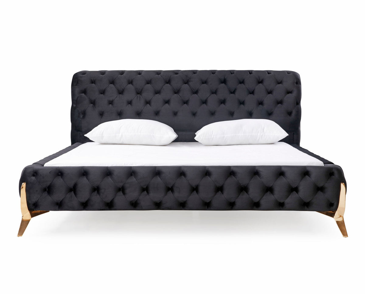 California King Legend - Modern Black Velvet & Rosegold Bed by VIG Furniture - View 1
