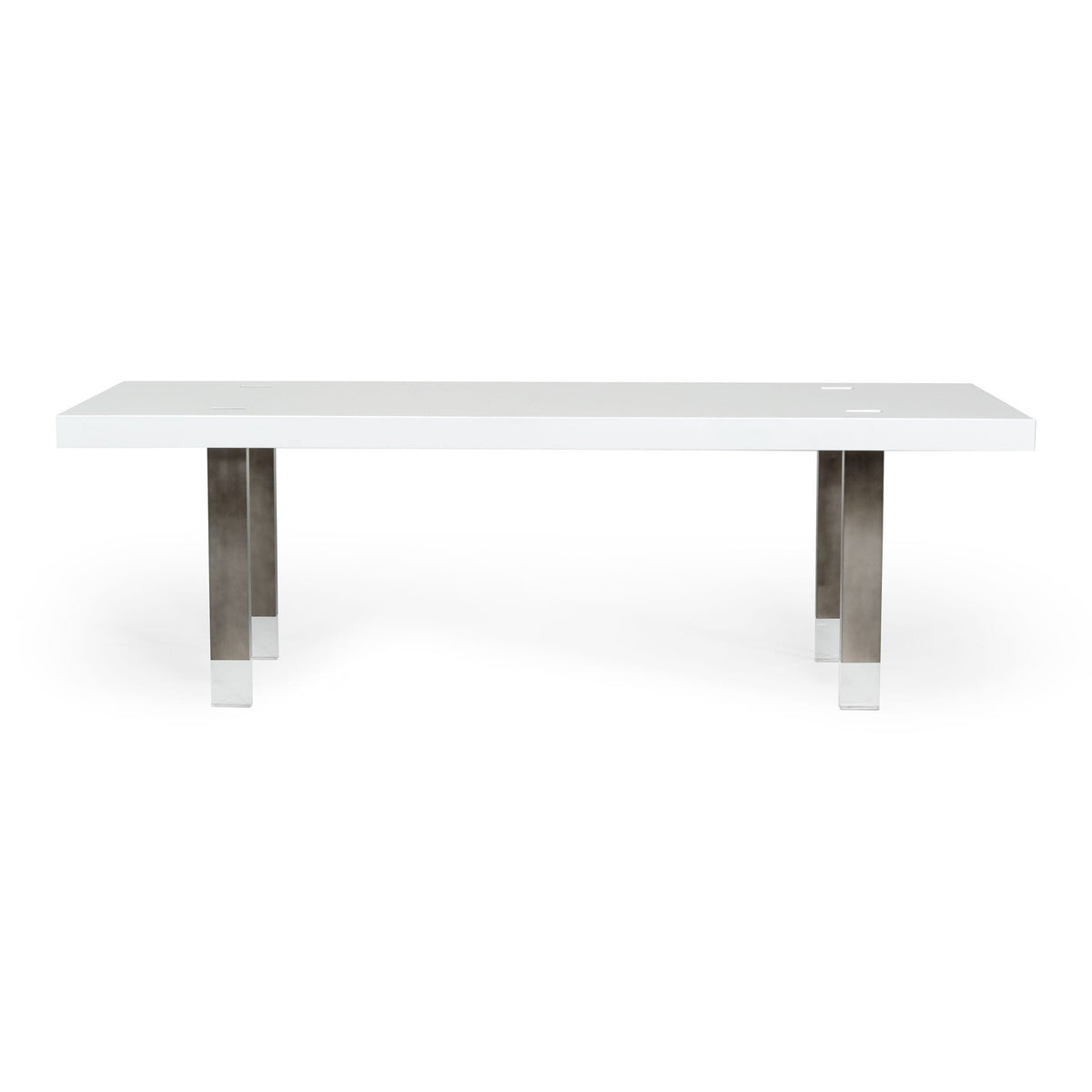 Lenny- Modern White High Gloss & Stainless Steel Gun Metal Dining Table by VIG Furniture - View 1