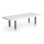 Lenny- Modern White High Gloss & Stainless Steel Gun Metal Dining Table by VIG Furniture - View 8