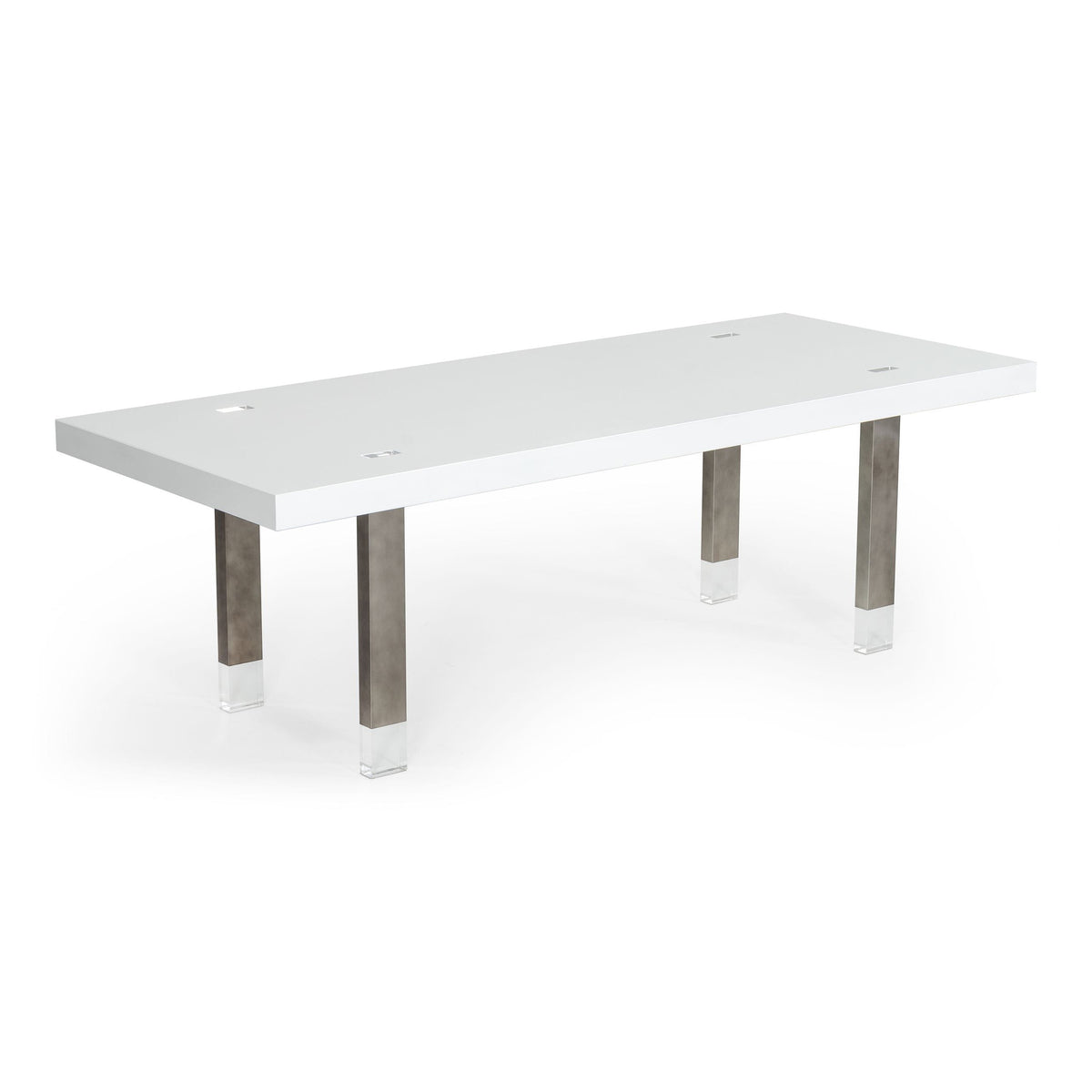 Lenny- Modern White High Gloss & Stainless Steel Gun Metal Dining Table by VIG Furniture - View 8