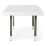 Lenny- Modern White High Gloss & Stainless Steel Gun Metal Dining Table by VIG Furniture - View 9