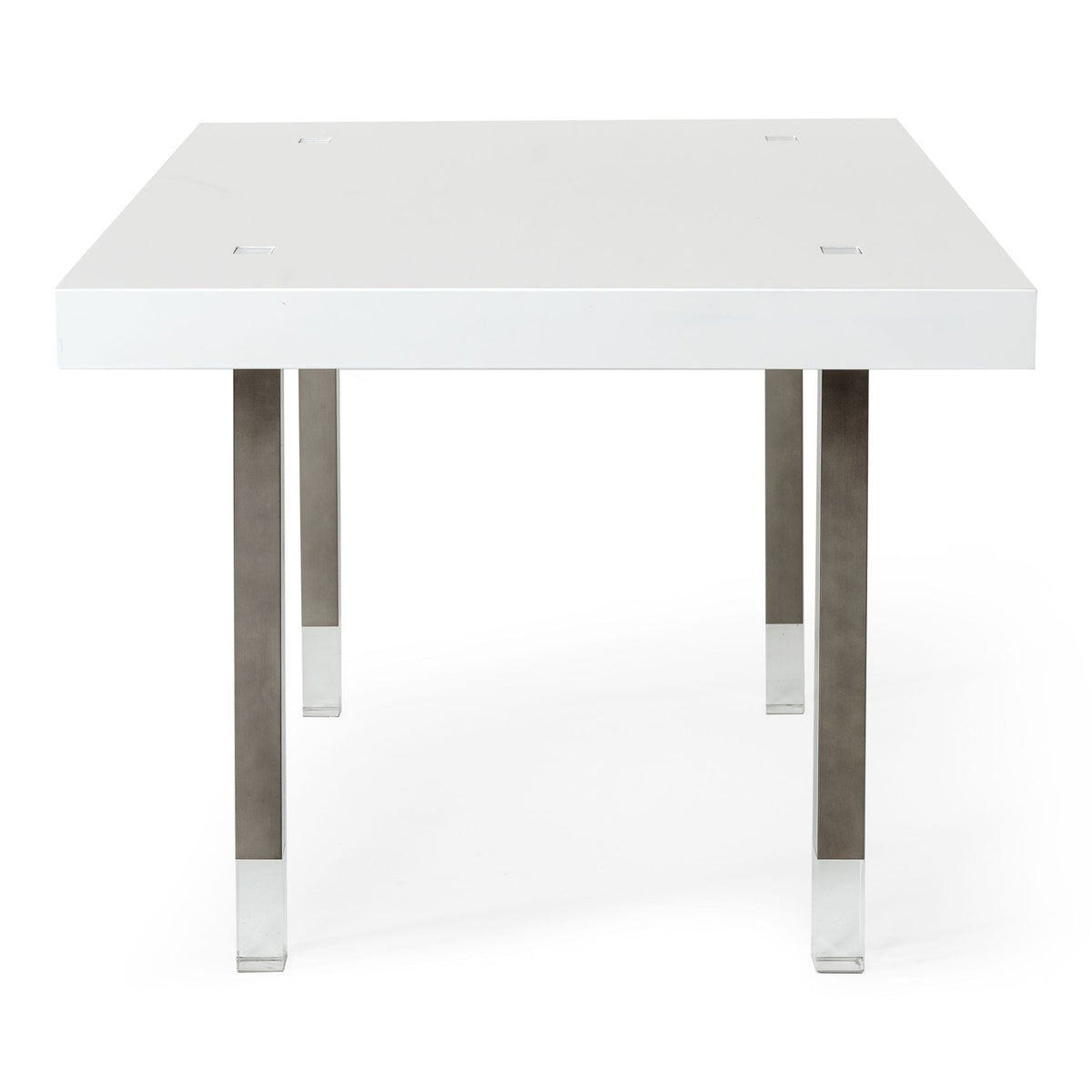 Lenny- Modern White High Gloss & Stainless Steel Gun Metal Dining Table by VIG Furniture - View 9