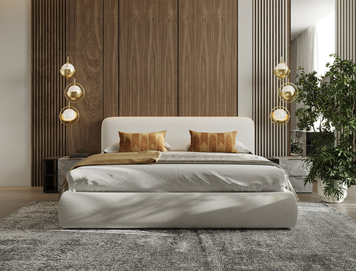 Liam - Modern Ivory Fabric Upholstered Bed by VIG Furniture - View 3