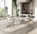 Lilly - Modern 12mm Round Glass + White Dining Table by VIG Furniture - View 6