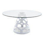 Lilly - Modern 12mm Round Glass + White Dining Table by VIG Furniture - View 1