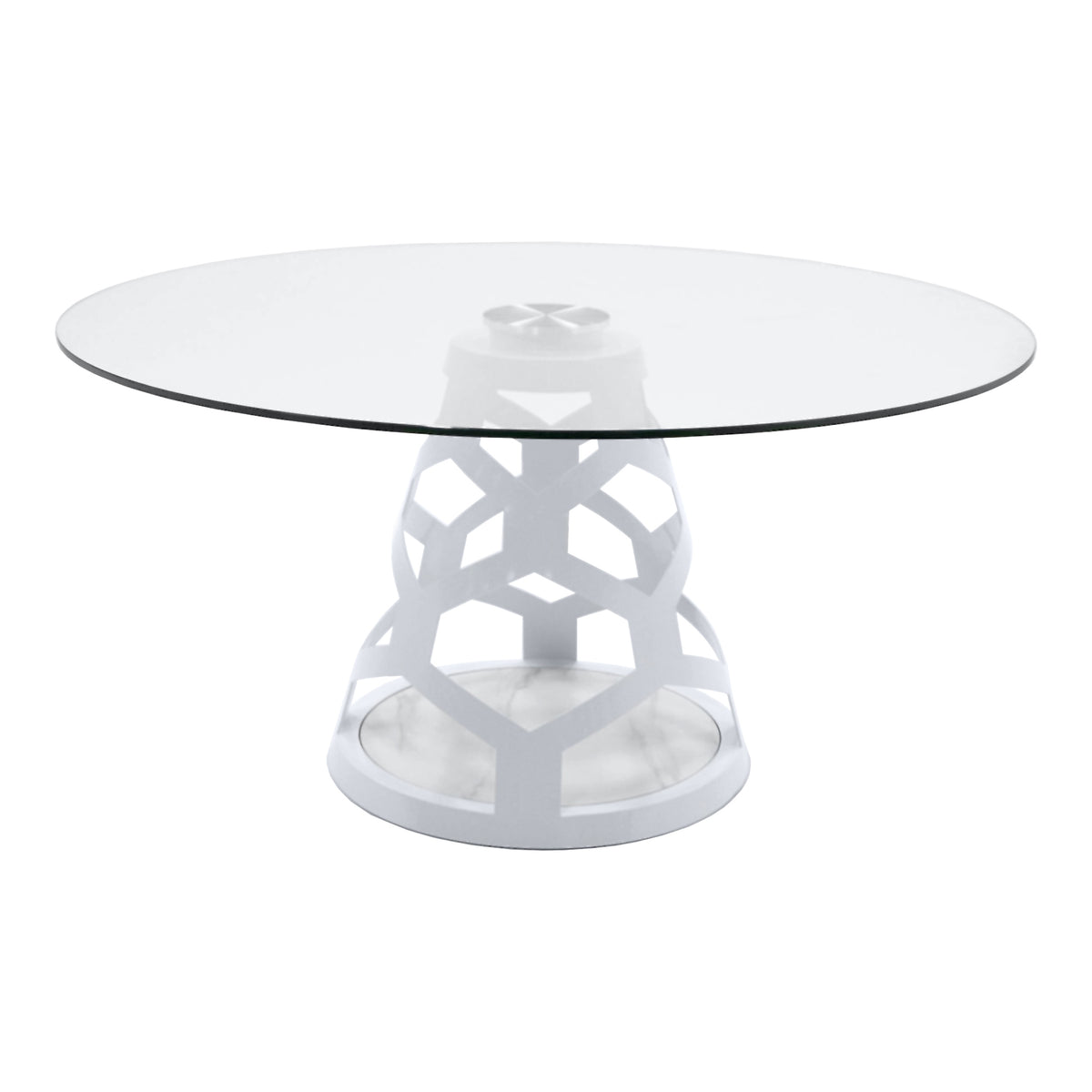 Lilly - Modern 12mm Round Glass + White Dining Table by VIG Furniture - View 1