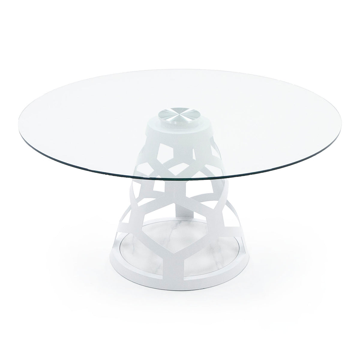 Lilly - Modern 12mm Round Glass + White Dining Table by VIG Furniture - View 9