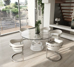 Lilly - Modern 12mm Round Glass + White Dining Table by VIG Furniture - View 7