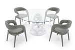 Lilly - Modern 12mm Round Glass + White Dining Table by VIG Furniture - View 2