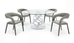 Lilly - Modern 12mm Round Glass + White Dining Table by VIG Furniture - View 3