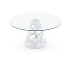Lilly - Modern 12mm Round Glass + White Dining Table by VIG Furniture - View 4