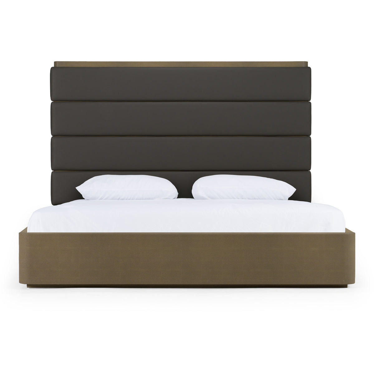 Eastern King Lois - Modern Grey Leather & Beige Shagreen Bed by VIG Furniture - View 1