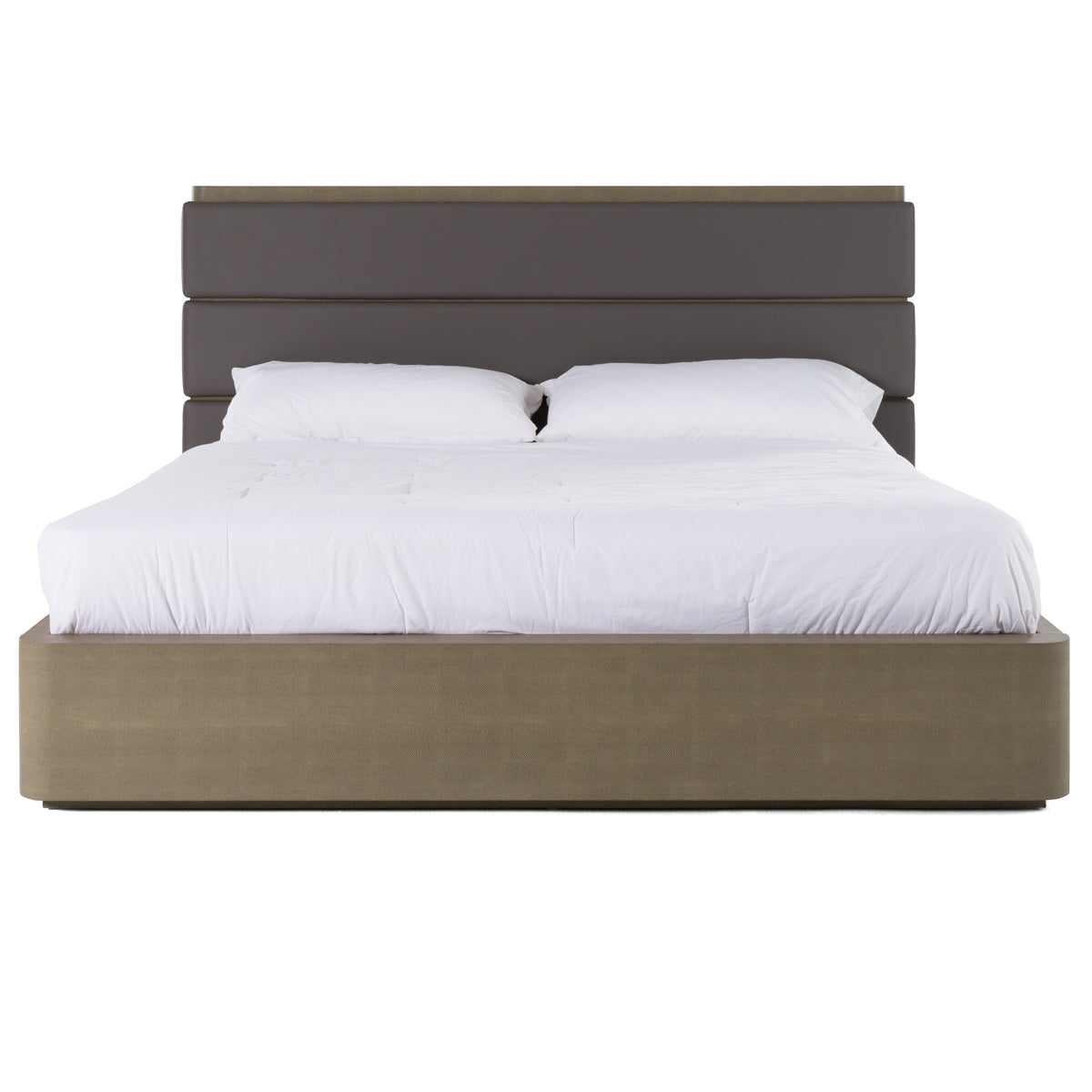 Lois - Modern Grey Leather & Beige Shagreen Bed by VIG Furniture - View 4
