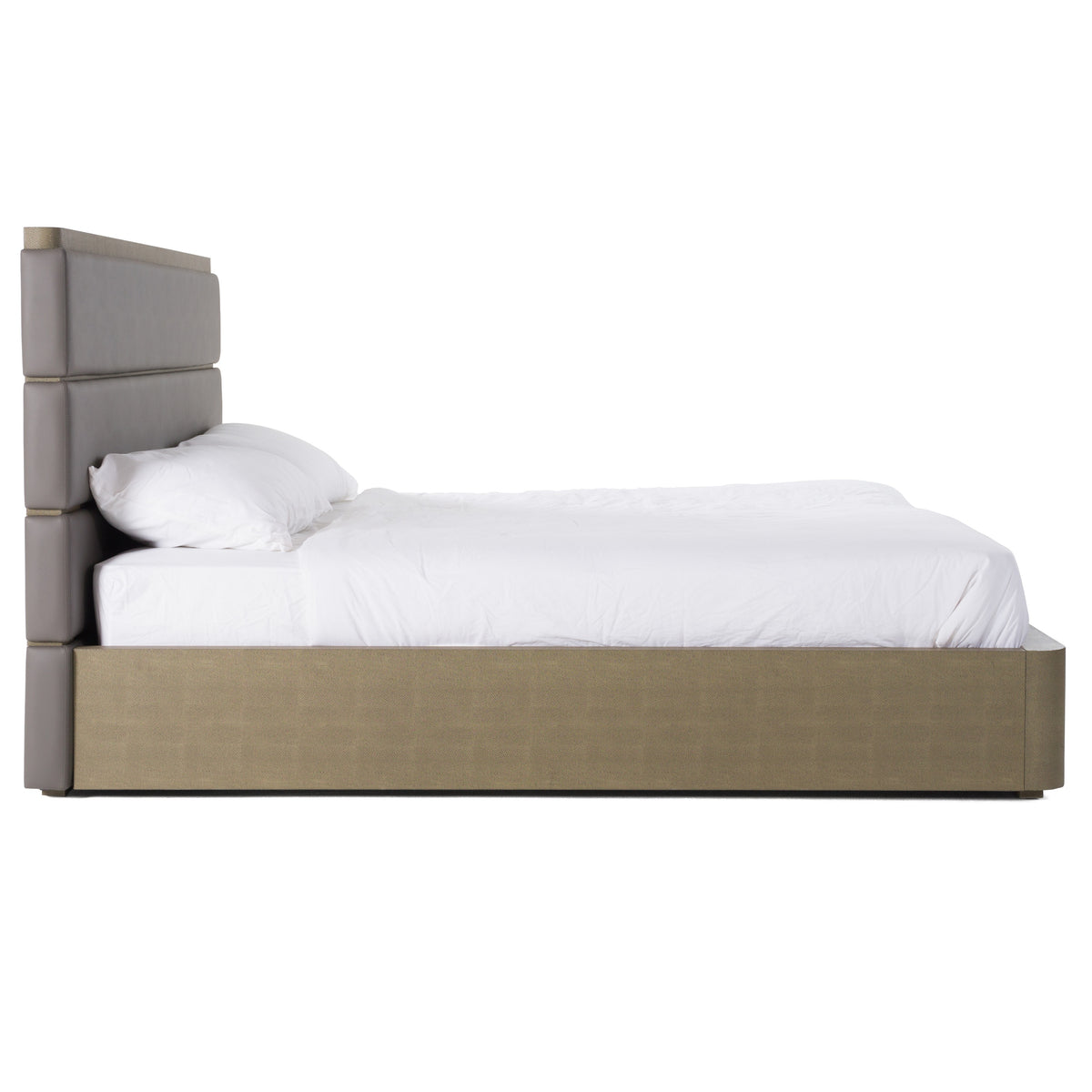 Lois - Modern Grey Leather & Beige Shagreen Bed by VIG Furniture - View 6