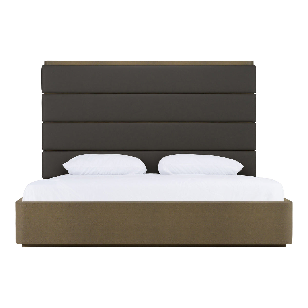 Eastern King Lois - Modern Grey Leather & Beige Shagreen High Headboard Bed by VIG Furniture - View 1